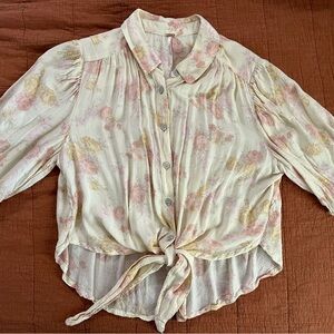 Free People Floral tie bottom blouse sz Sm